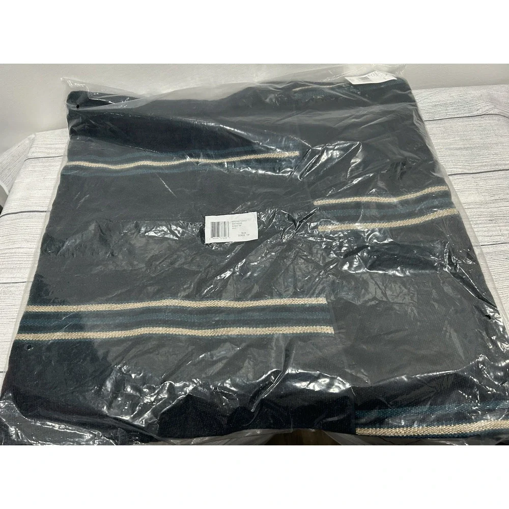 NEW Ralph Lauren Mathers Throw Pillow Navy 22x22 Cover Only, Linen, Zip Closure‎